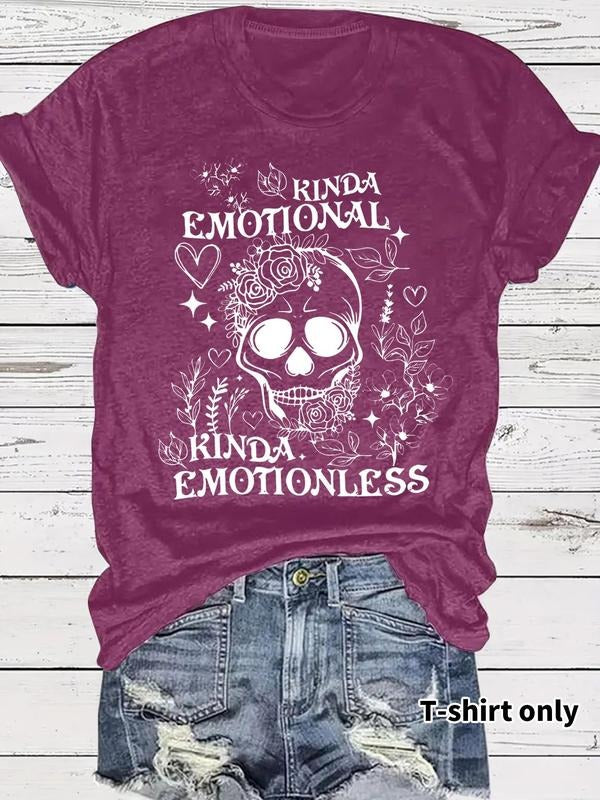 Women's Skull & Floral Print Round Neck Tee, Fashion Casual Letter Graphic Crew Neck T-Shirt for Daily Holiday Vacation...