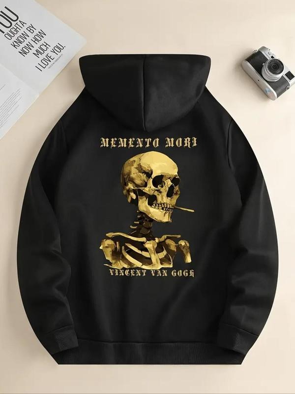 Women's Skull Print Thermal Lined Drawstring Hoodie, Fashion Casual Hooded Sweatshirt for Daily Holiday Outdoor Wear,...