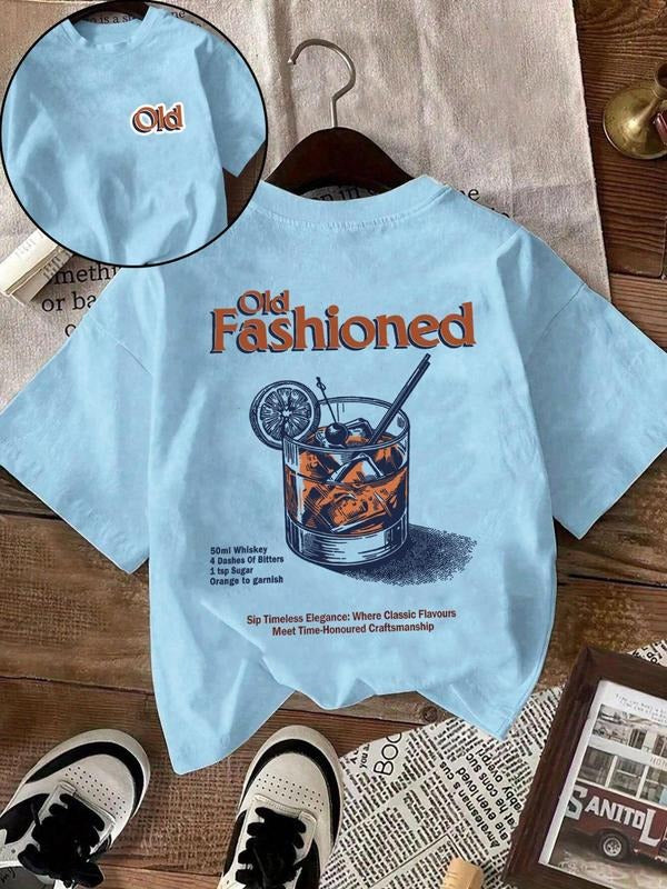Women's Slogan & Letter Print Round Neck Tee, Vintage Trendy Casual Short Sleeve T-shirt for Daily Wear, Ladies Summer...