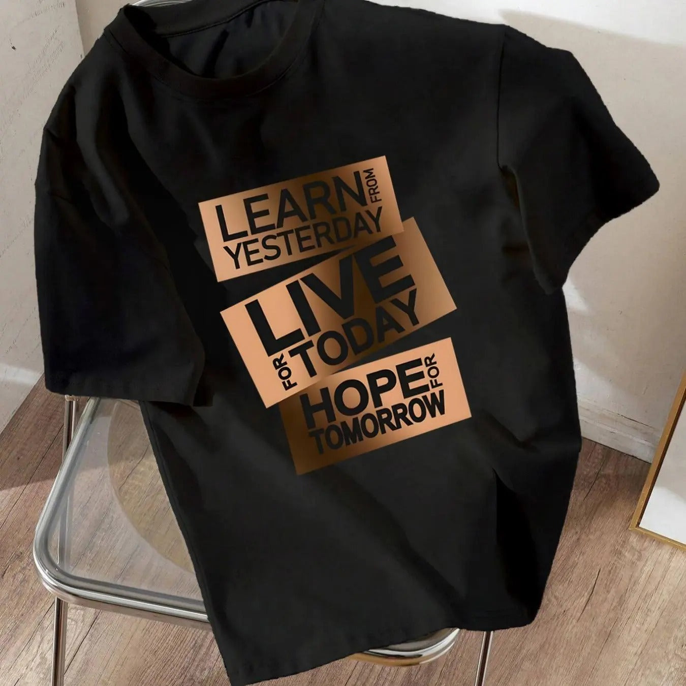 Women's Slogan Print Round Neck Graphic Tee, Vintage Trendy Casual Drop Shoulder Short Sleeve T-shirt for Daily Wear,...