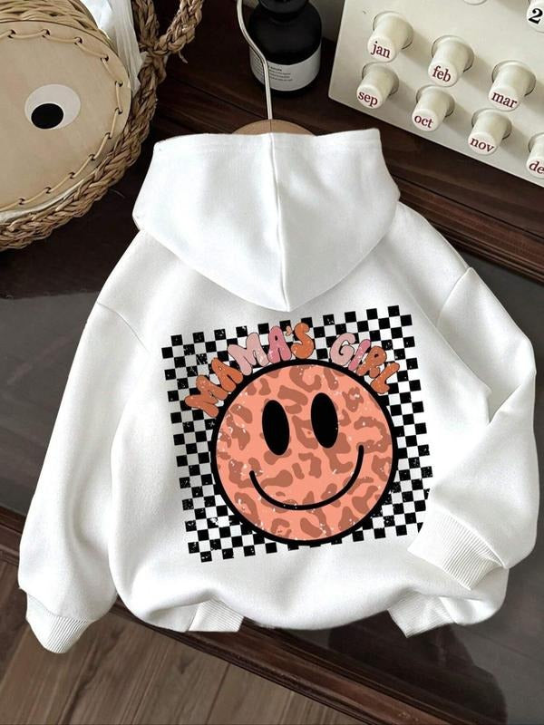 Women's Smile Face Print Drop Shoulder Hoodie, Fashion Casual Drawstring Pocket Hooded Sweatshirt for Daily Holiday...