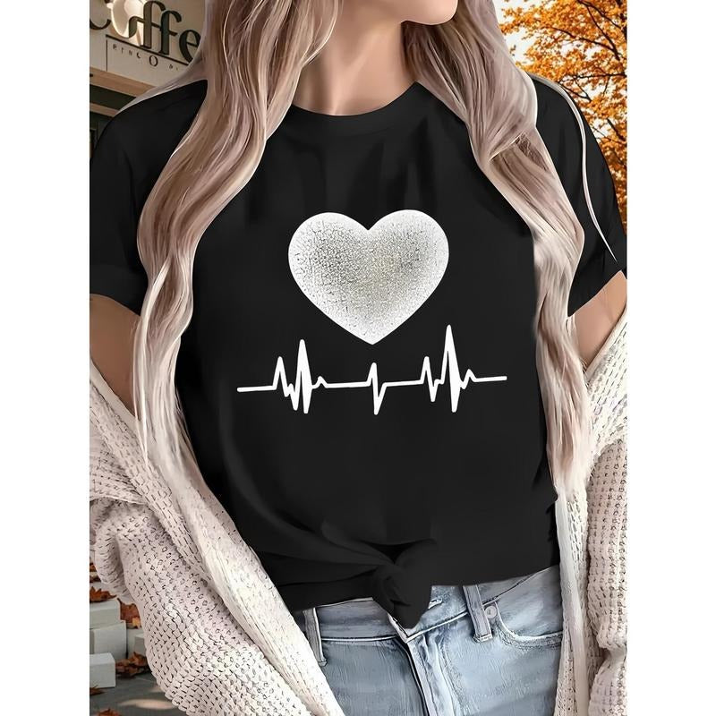 Women's Soft T-Shirt with Heartbeat Graphic