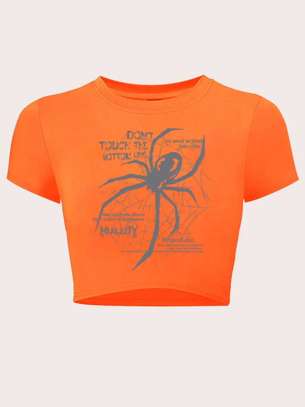 Women's Spider & Letter Print Crop Tee, Y2K Trendy Casual Round Neck Short Sleeve T-shirt for Daily Wear, Ladies Summer...