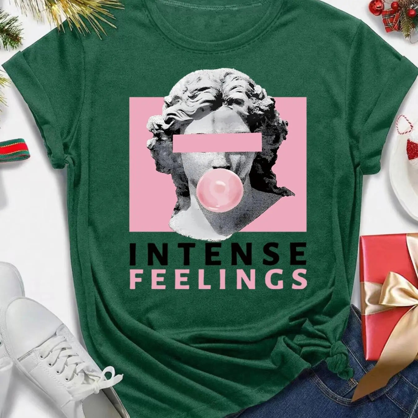 Women's Statue & Letter Print Round Neck Tee, Trendy Casual Short Sleeve T-shirt for Daily Wear, Ladies All Seasons...