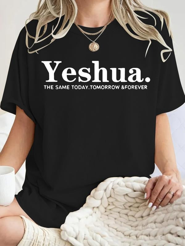 Women's Summer Casual Fashion Letter Print Round Neck Short Sleeve T-Shirt, Comfortable Breathable Fitted Top, S-Xxl...