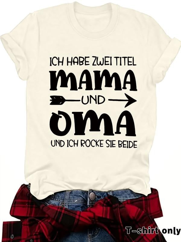 Women's Summer Casual Fashion Letter Print Round Neck Short Sleeve T-Shirt, Comfortable Breathable Fitted Top, S-Xxl...