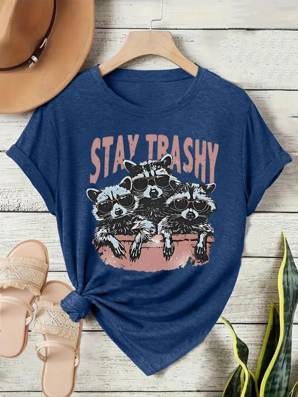 Women's Summer Casual Fitted Letter Print Short Sleeve Round Neck T-Shirt, Comfortable Breathable Fashion Top, S-Xxl...