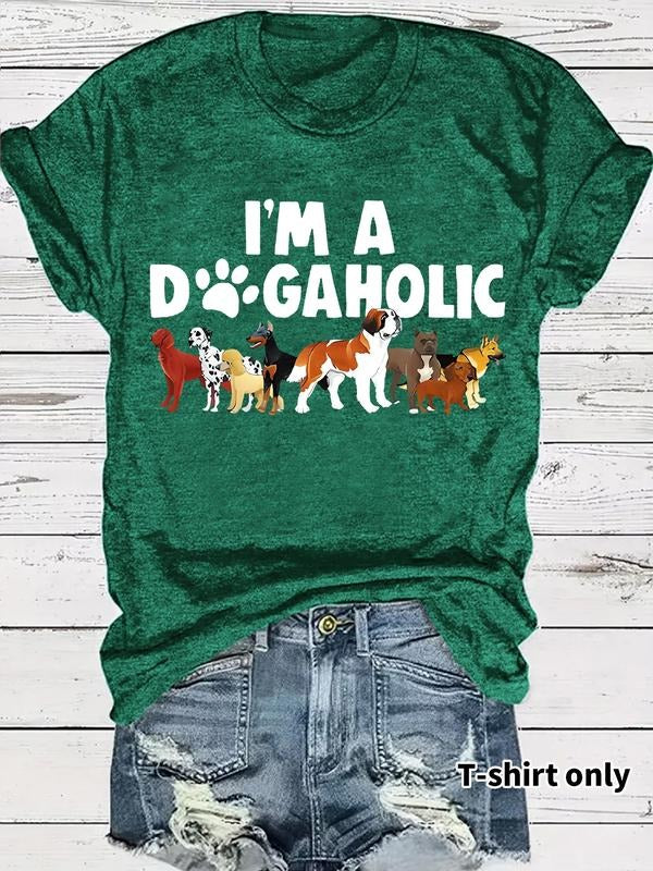 Women's Summer Casual Fitted Round Neck Short Sleeve T-Shirt, Comfortable Breathable Dog Letter Print Top, S-Xxl Sizes...
