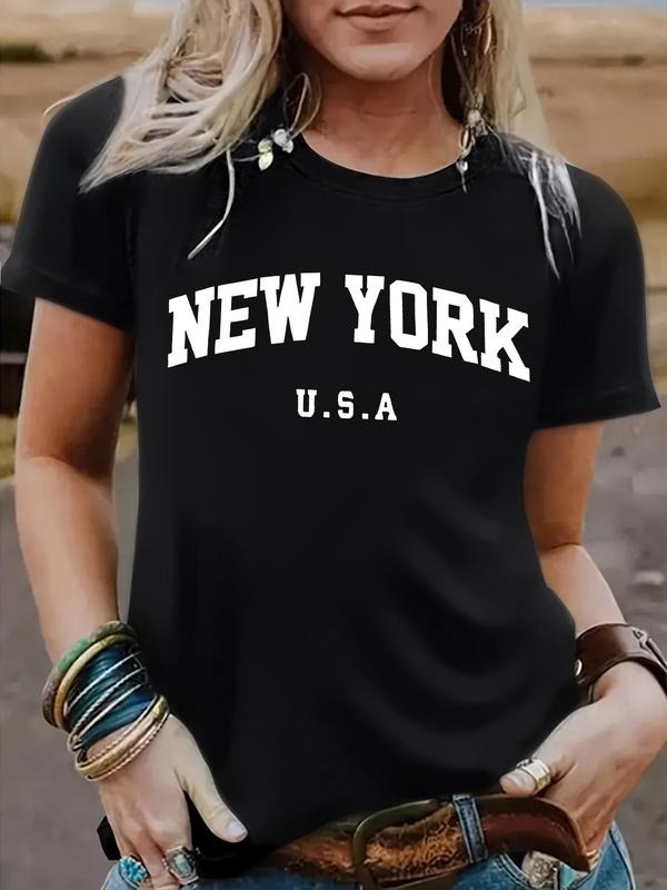 Women's Summer Casual Fitted Round Neck Short Sleeve T-Shirt, Comfortable Breathable Polyester Tee for Daily Wear S-Xxl...