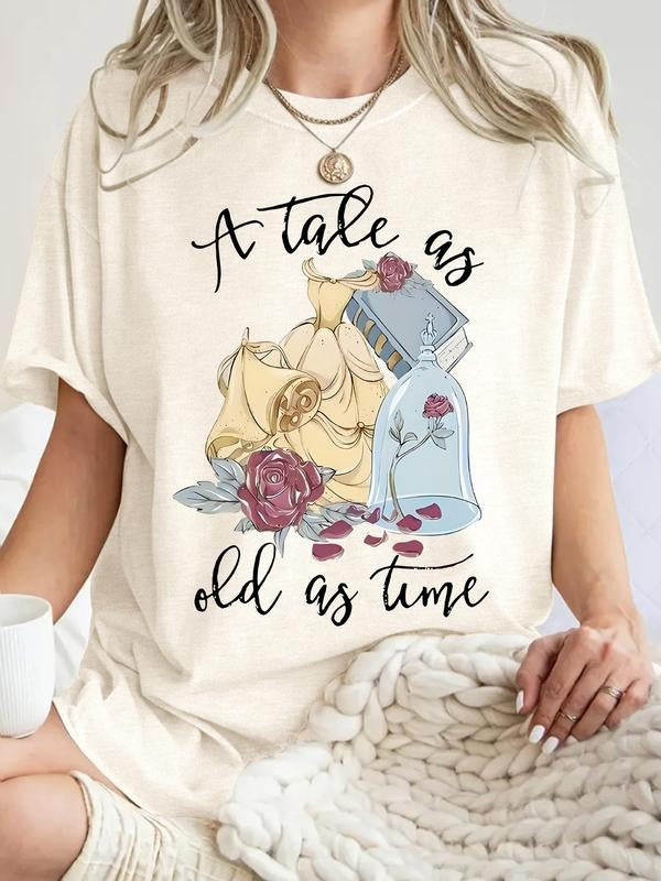 Women's Summer Casual Floral Print Round Neck Short Sleeve T-Shirt, Comfortable Breathable Fitted Top, S-Xxl Sizes...