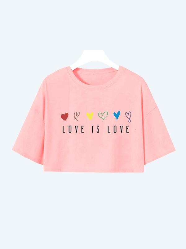 Women's Summer Loose-Fit Casual T-Shirt, Heart Letter Print, Ideal for Yoga Running Beach Camping Parties Daily Wear...
