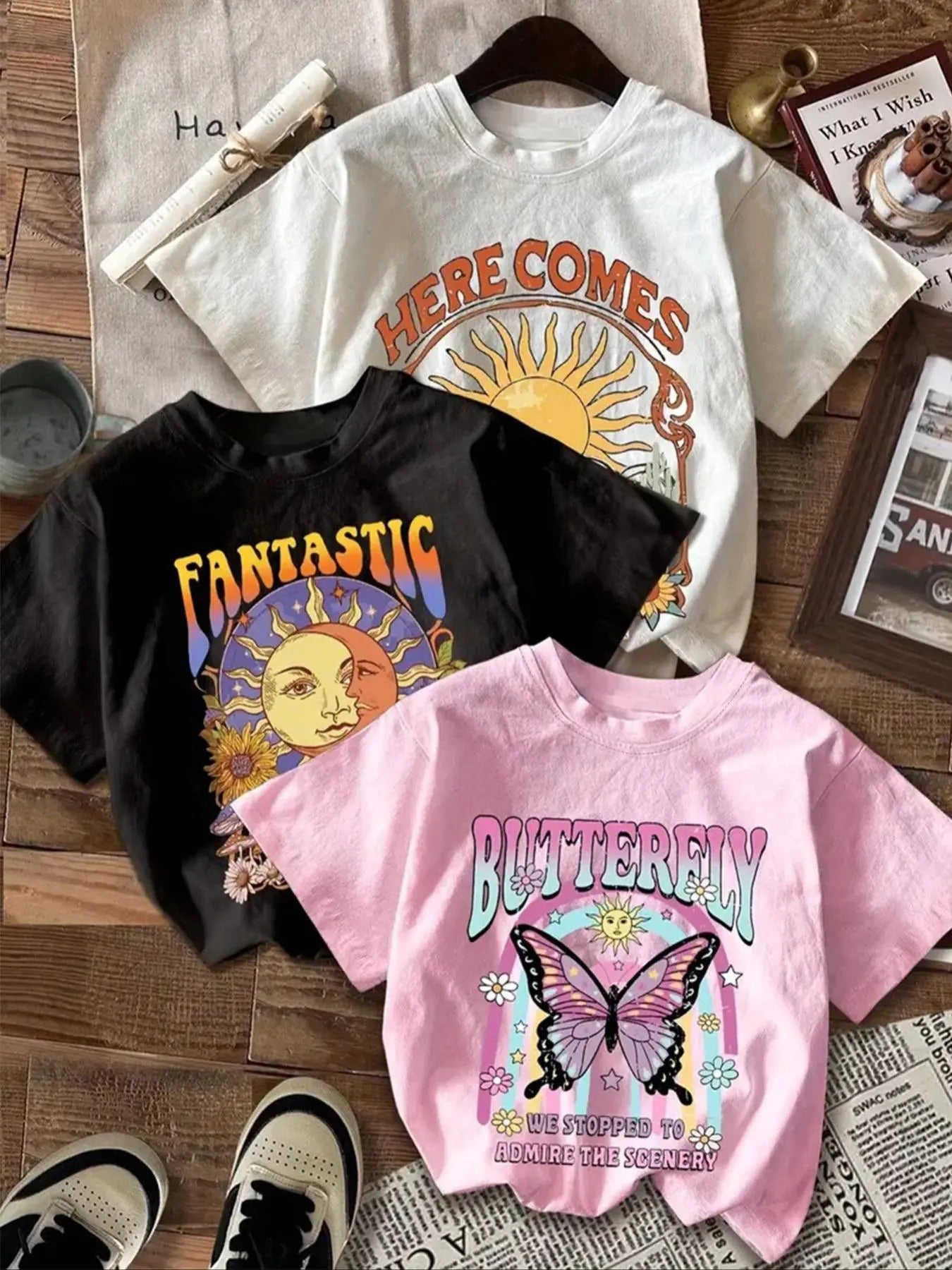 Women's Sun Print Round Neck Tee, Casual Short Sleeve T-shirt for Summer, Ladies Clothes for Daily Wear Hoodie, Sweatshirt