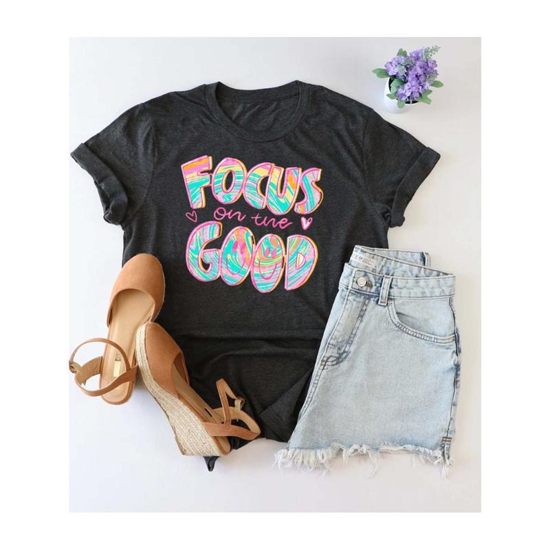 "Women's T-shirt, 100 Cotton, Black, Focus on the Good" Hoodie, Sweatshirt | UrbanDripWear.com
