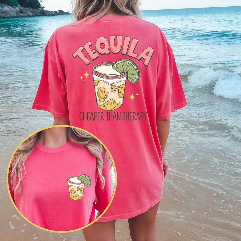 Women's Tequila Cheaper Than Therapy Boho Trendy Chic Cute Graphic Tee TK43GD tequila sweatshirt Hoodie | UrbanDripWear.com