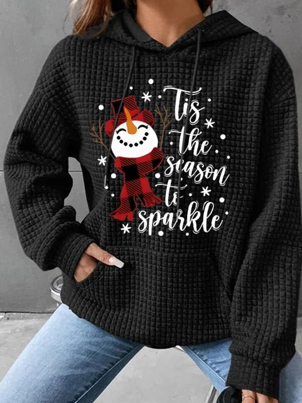 Women's Trendy Fashion Hooded Sweatshirt, Snowman Print Long Sleeve Pullover, Fall & Winter Casual Top T-Shirts, Hoodie