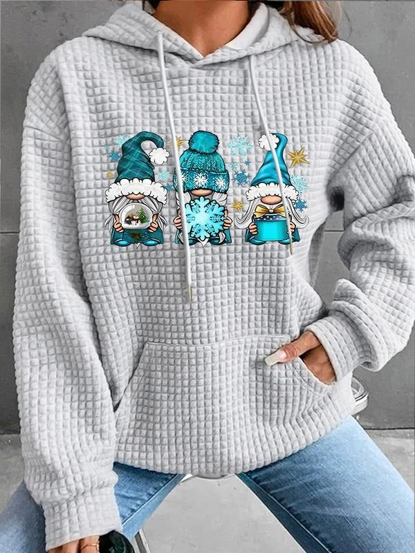 Women's Trendy Hooded Funny Sweatshirt with Cartoon Dwarf Print, Long Sleeve Pocket Design, Fall & Winter Casual Top...