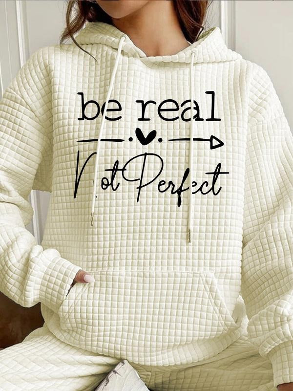 Women's Trendy Hooded Sweatshirt Be Real Arrow Heart Print, Long Sleeve Pullover with Pocket, Fall Winter Casual Top,...