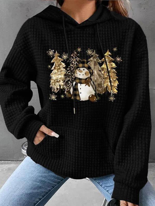 Women's Trendy Hooded Sweatshirt Christmas Cat & Tree Print, Long Sleeve Pocket Pullover, Fall Winter Casual Top...