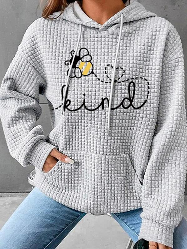 Women's Trendy Hooded Sweatshirt with Bee Print, Long Sleeve Pullover with Pocket, Casual Fall & Winter Wear, Comfortable...