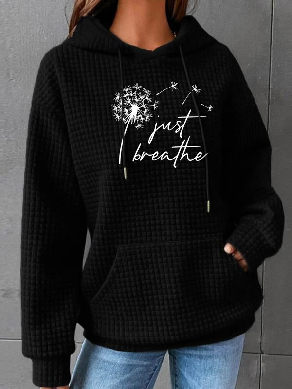 Women's Trendy Hooded Sweatshirt with Dandelion Print, Long Sleeve Pullover with Pocket, Fall & Winter Casual Top...