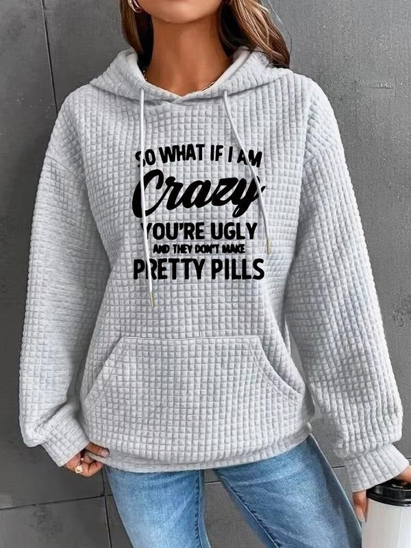 Women's Trendy Hooded Sweatshirt with Letter Print, Long Sleeve Pullover with Pocket, Fall & Winter Casual Top style 02...
