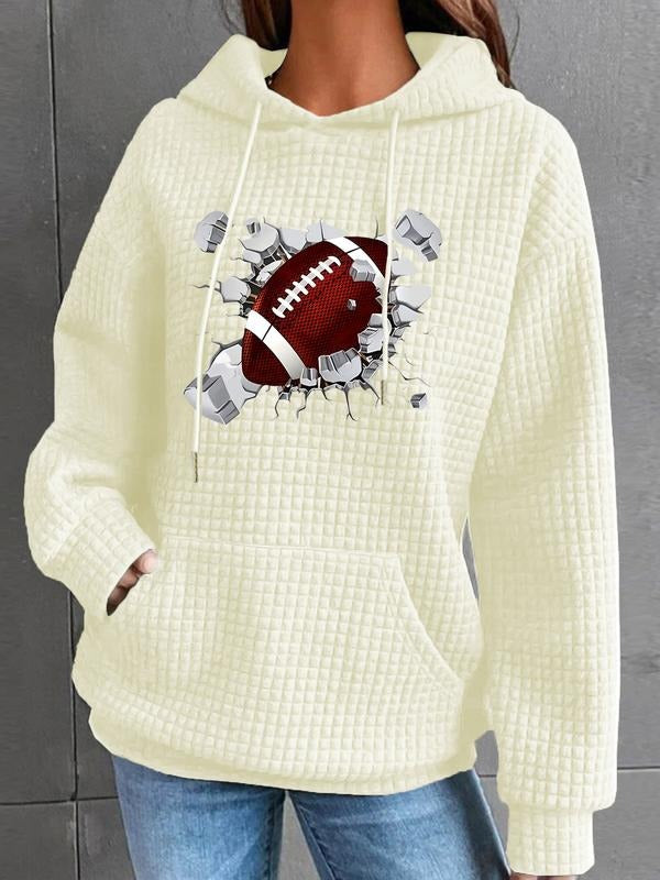 Women's Trendy Hooded Sweatshirt, Baseball Graphic Long Sleeve Pullover, Fall & Winter Casual Top, Comfortable Fit...