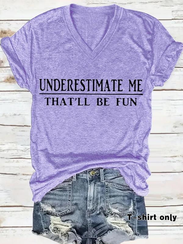 Women's V Neck Short Sleeve T-Shirt Underest Print, Casual Loose Fit Summer Top, Comfortable Breathable Fabric S-Xxl...