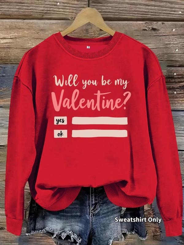 Women's Valentine's Day Checkbox Pattern Round Neck Sweatshirt, Casual Fitted Pullover, Medium Stretch, All-Season...