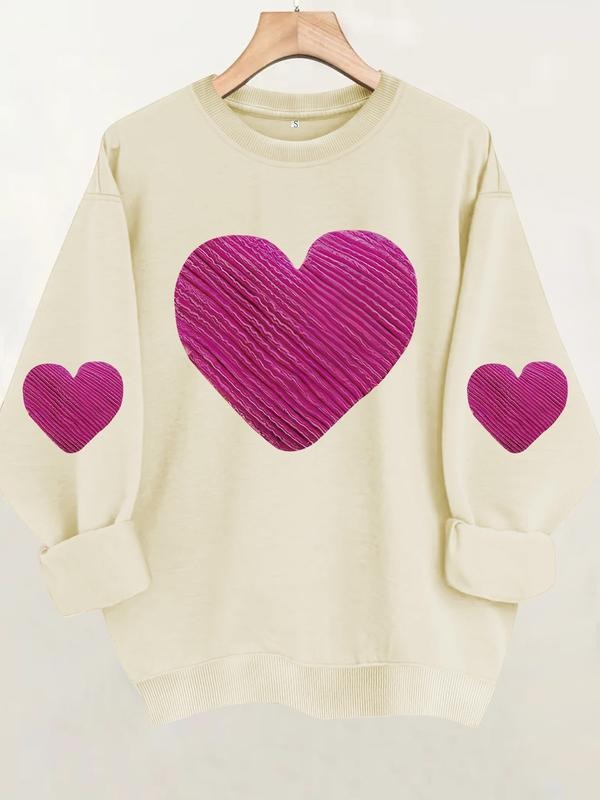 Women's Valentine's Day Print Casual Round Neck Sweatshirt, Soft Pullover, Fall & Winter Essential, Comfortable Fabric...