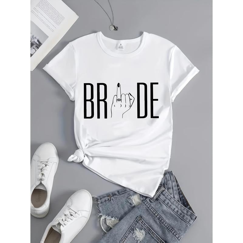 Women's White Graphic Print Round Neck Short Sleeve T-Shirt