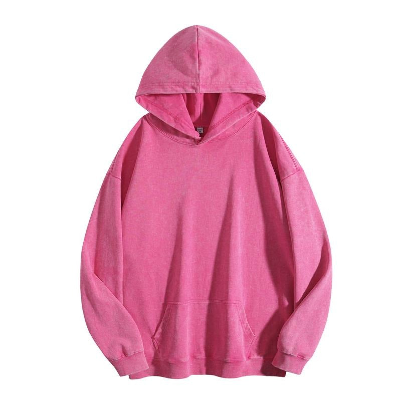 Women's Winter Cotton Oversized Acid Wash Hoodie Pullover Sweatshirt with Kangaroo Pocket Loose Fit Minimalist Design for...