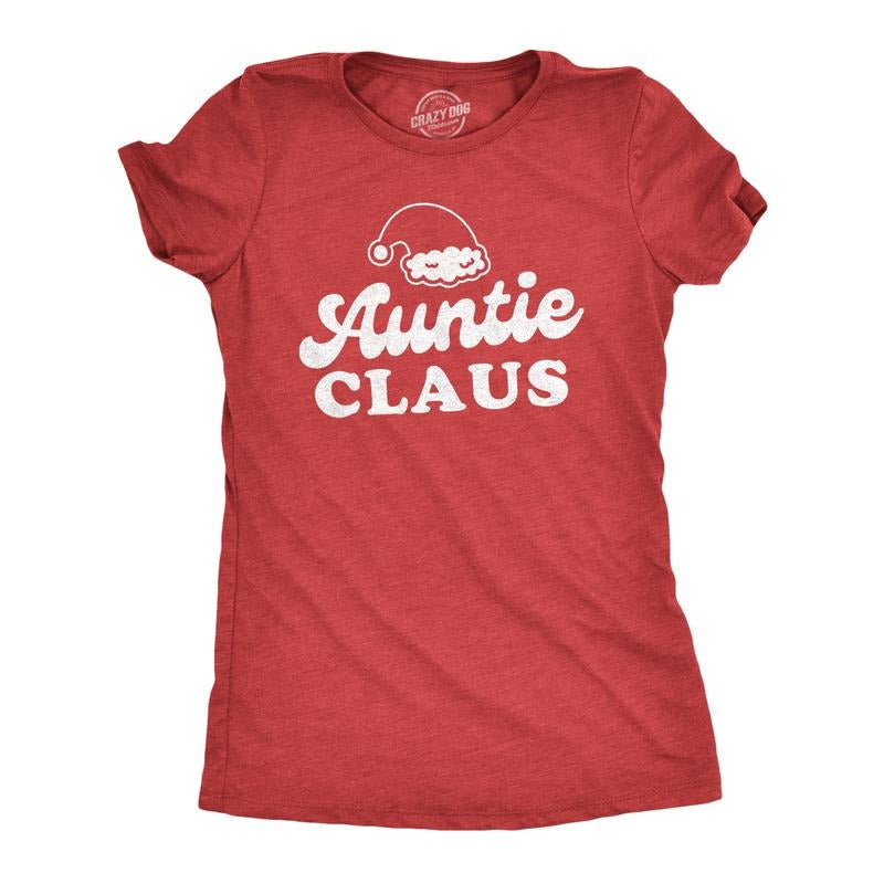 Womens Auntie Claus T Shirt Funny Family Christmas Party Novelty Holiday Tee Funny Womens T Shirts Cute Slimming Top...