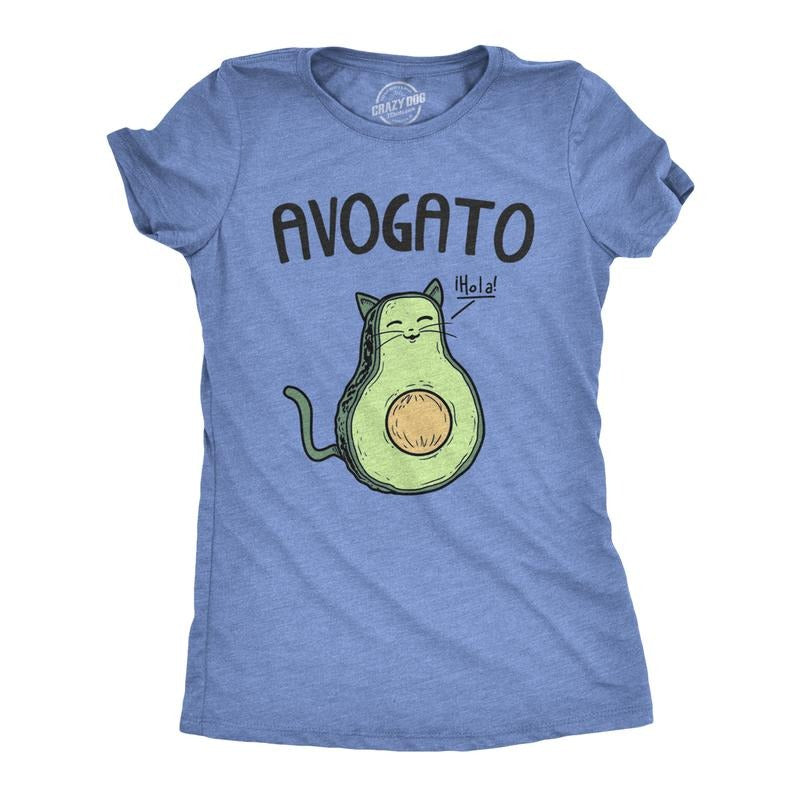 Womens Avogato Funny T shirt Avocado Cat Cute Face Graphic Novelty Tee for Girls Funny Womens T Shirts Cute Slimming Top...