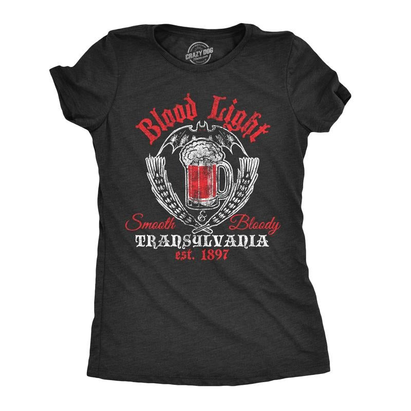 Womens Blood Light T Shirt Funny Beer Parody Vampire Halloween Tee for Ladies Funny Womens T Shirts Cute Slimming Top...