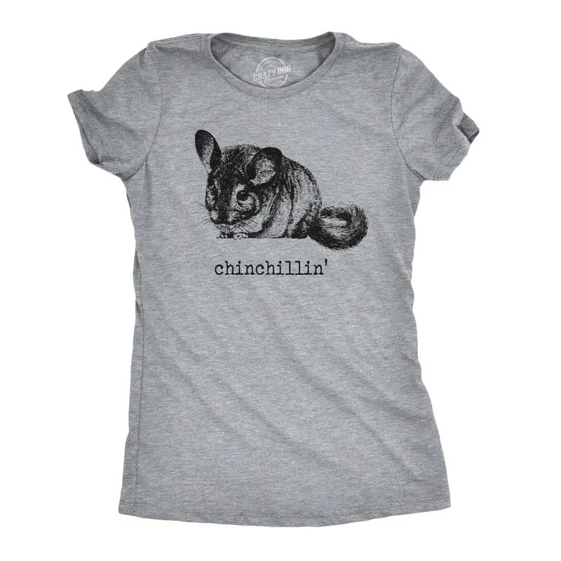 Womens Chinchillin T shirt Funny Chinchilla Animal Lover Graphic Vintage Cool Funny Womens T Shirts Cute Slimming Top...
