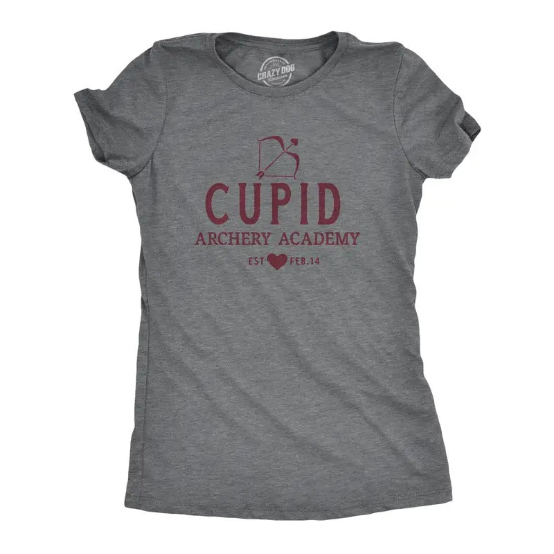 Womens Cupid Archery Academy T Shirt Funny Valentines Day Shirt for Women Funny Womens T Shirts Cute Slimming Top...