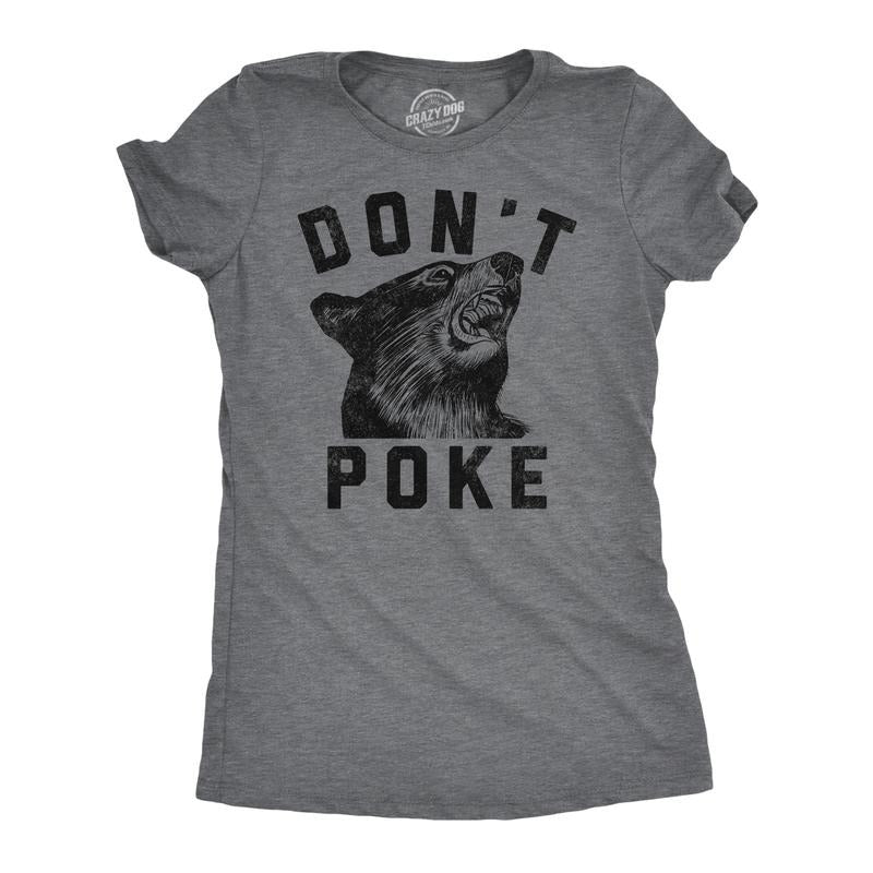 Womens Dont Poke Funny T Shirts Sarcastic Bear Graphic Tee for Ladies Funny Womens T Shirts Cute Slimming Top Comfortable...