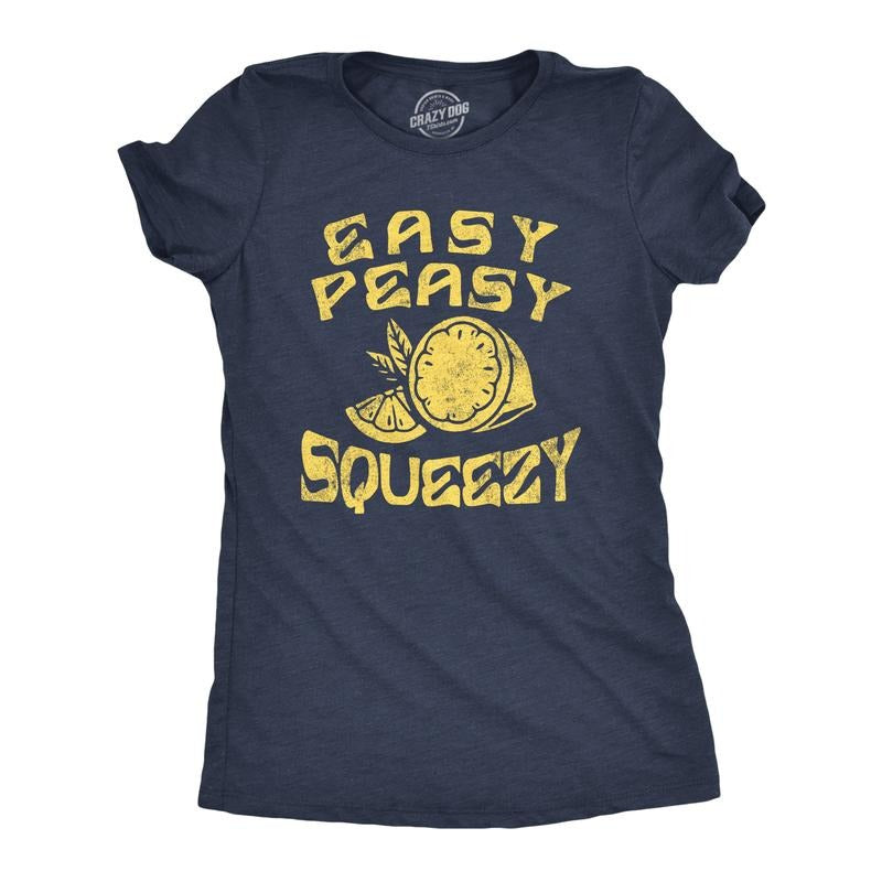 Womens Easy Peasy Lemon Squeezy T Shirt Funny Relaxed Lemons Saying Joke Tee for Ladies Funny Womens T Shirts Cute...