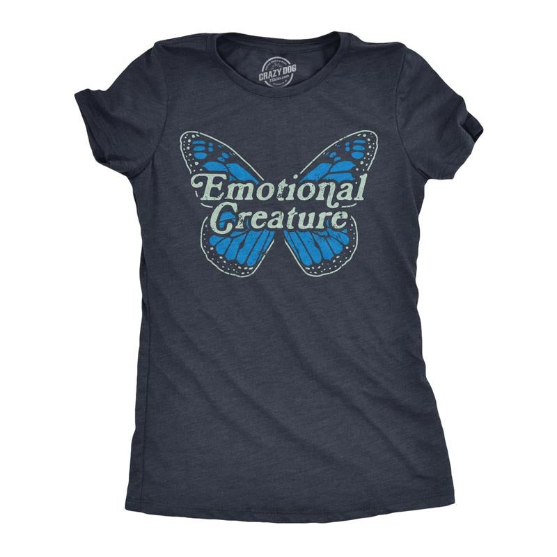 Womens Emotional Creature T Shirt Funny Cute Moody Affectionate Butterfly Tee For Ladies Funny Womens T Shirts Cute...