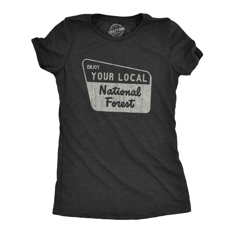 Womens Enjoy Your National Forest Funny Outdoor Vintage Camping Mountains T shirt Funny Womens T Shirts Cute Slimming Top...