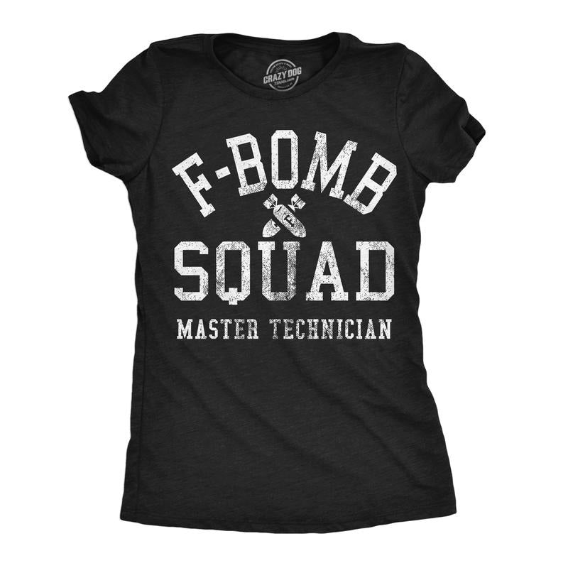 Womens F Bomb Squad Funny Graphic Tees Swear Word Sarcastic Shirt for Ladies Funny Womens T Shirts Cute Slimming Top...