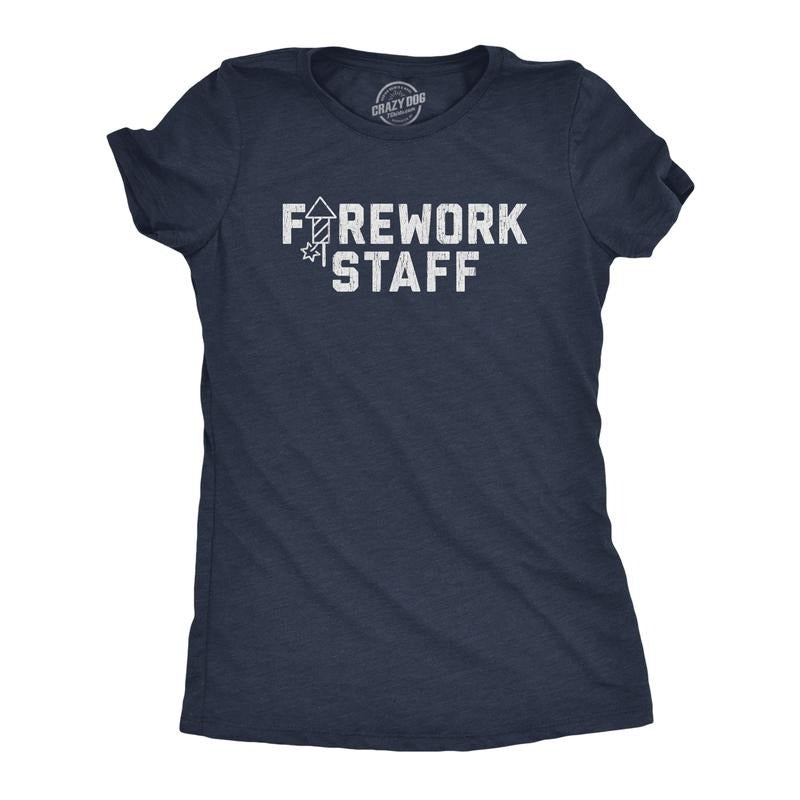 Womens Firework Staff T Shirt Funny 4th Of July Independence Day Graphic Tee Funny Womens T Shirts Cute Slimming Top...