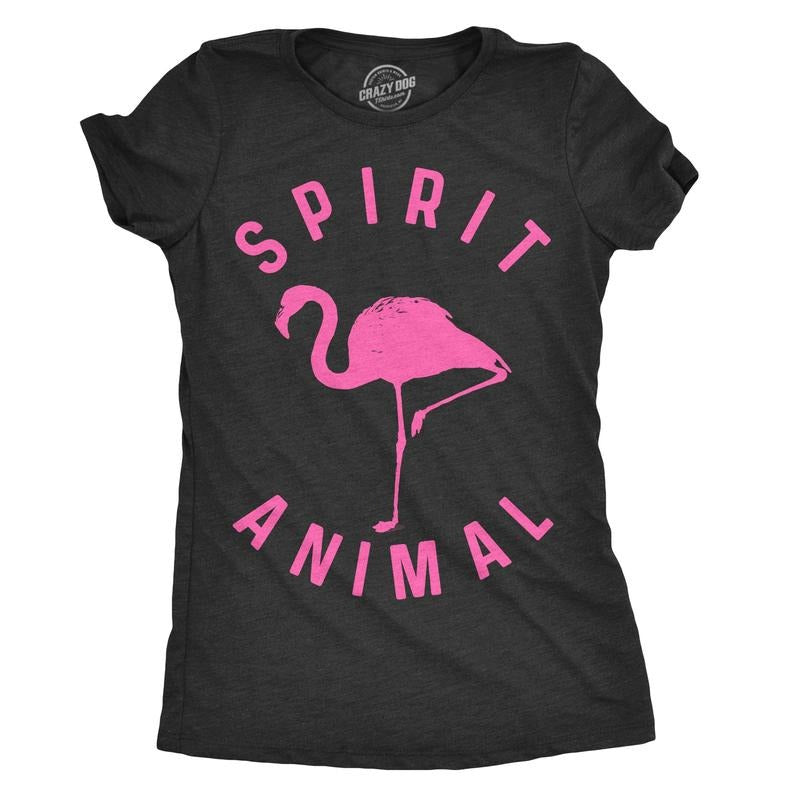 Womens Flamingo Spirit Animal T shirt Cool Funny Gift Cute Vintage Graphic Tee Funny Womens T Shirts Cute Slimming Top...