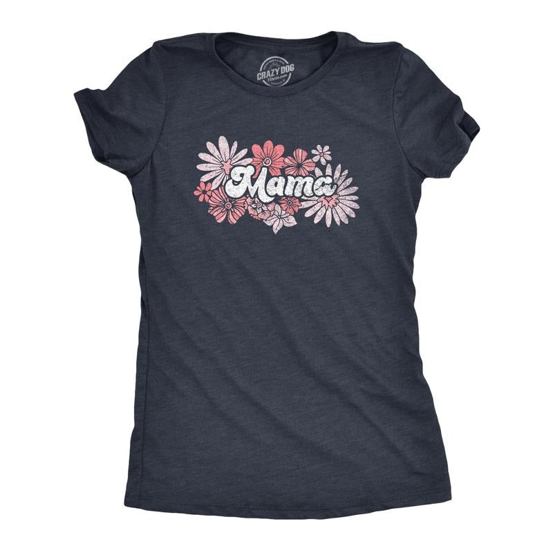 Womens Floral Mama T Shirt Funny Cute Vintage Mothers Day Flower Gift Tee For Ladies Funny Womens T Shirts Cute Slimming...