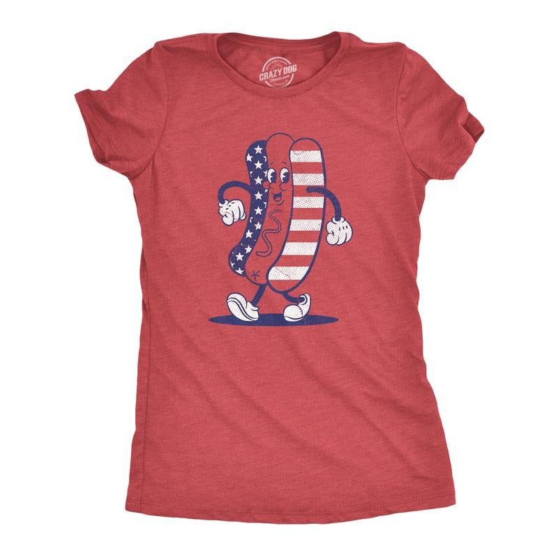 Womens Fourth Of July Hotdog T Shirt Funny Patriotic Cookout Grilling Tee For Ladies Funny Womens T Shirts Cute Slimming...