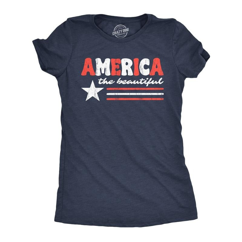 Womens Funny T Shirts America The Beautiful Sarcastic Patriotic Graphic Novelty Tee For Ladies Funny Womens T Shirts Cute...