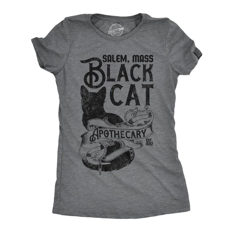 Womens Funny T Shirts Black Cat Apothecary Sarcastic Halloween Kitten Graphic Tee For Ladies Funny Womens T Shirts Cute...