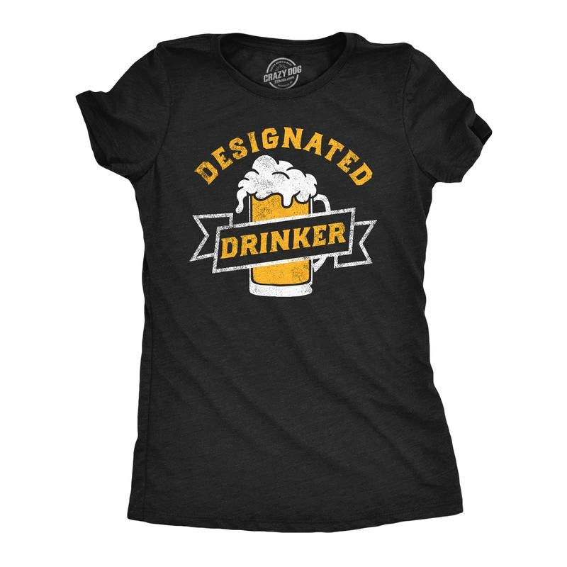 Womens Funny T Shirts Designated Drinker Sarcastic Party Tee For Ladies Funny Womens T Shirts Cute Slimming Top...