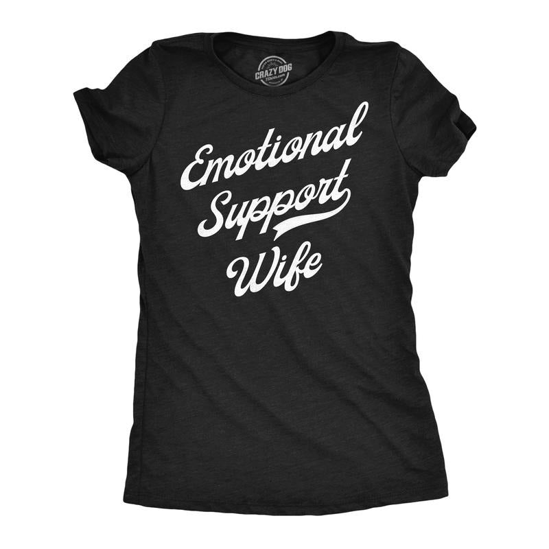 Womens Funny T Shirts Emotional Support Wife Sarcastic Graphic Tee For Ladies Funny Womens T Shirts Cute Slimming Top...