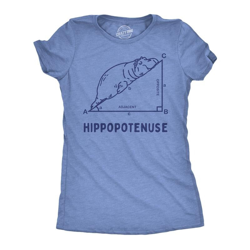 Womens Funny T Shirts Hippopotenuse Sarcastic Hippo Graphic Tee For Ladies Funny Womens T Shirts Cute Slimming Top...